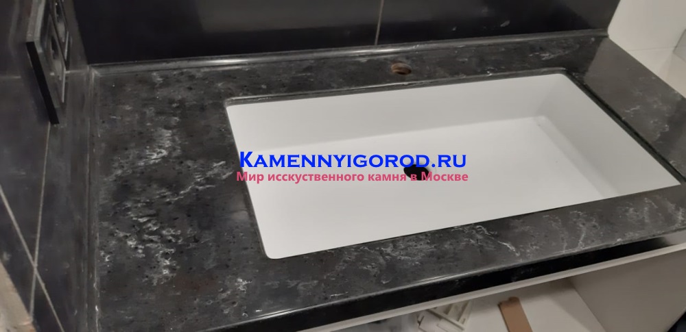 Раковина из камня LG HI-MACS в ванной комнате г.Москва ЗАО