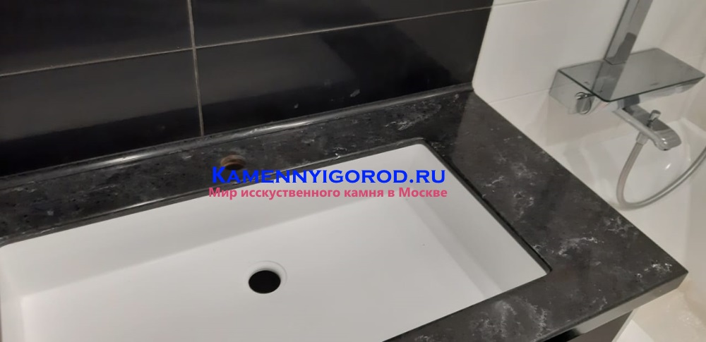 Раковина из камня LG HI-MACS в ванной комнате г.Москва ЗАО